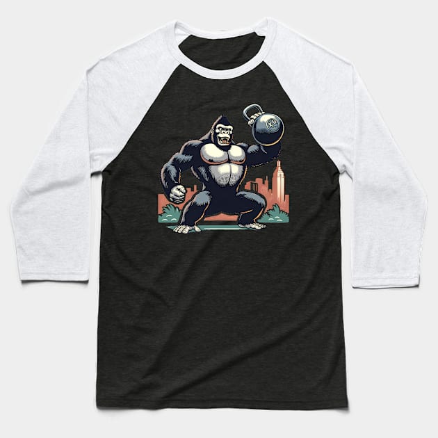 KingKong Kettlebell vintage Tshrit Baseball T-Shirt by Pastew Stdio